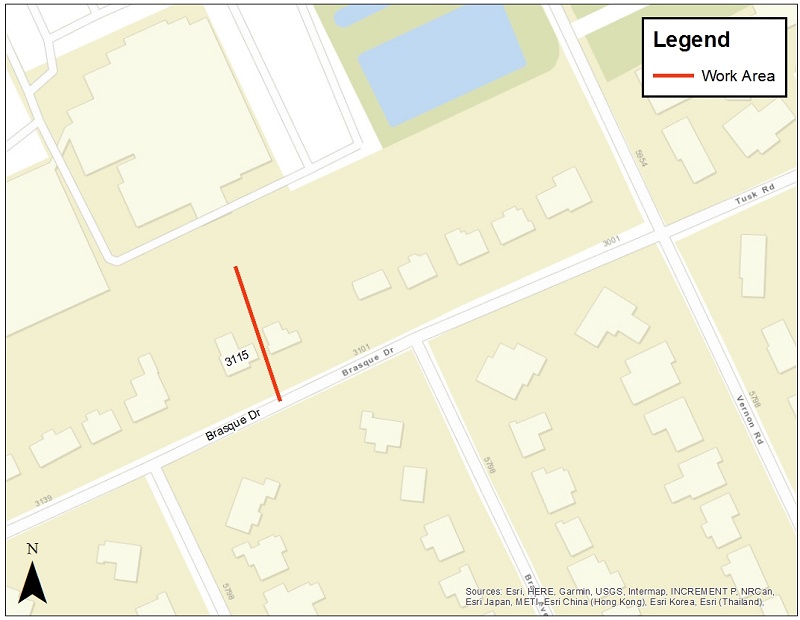 Brasque Drive Sewer Improvement Project - Map
